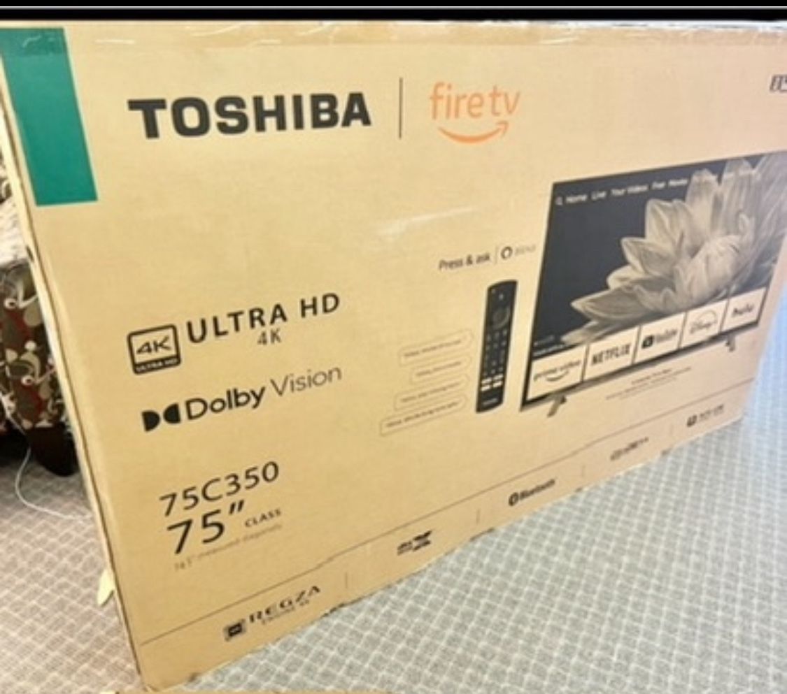 75 Toshiba Smart 4k HDTV In Box 6 Month Warranty.  Free Delivery 