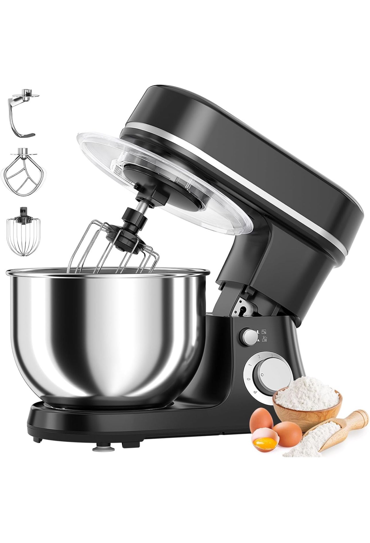 800W Stand Mixer with 5.3QT Bowl, 6-Speed with Pulse Electric Kitchen Mixer, Food Mixer with Dough Hook, Whisk, Beater Tilt-Head & Non-Slip Base for C