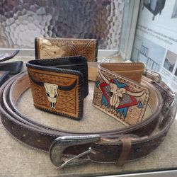 Leather Wallets And Belts Different Prices Starting At $35