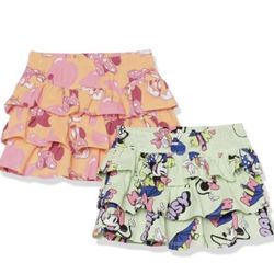 Disney Minnie Mouse Ruffle Scooter Skirts 2 Pack Size Kids M 