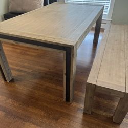 Marseille Rustic Solid Wood Large Dining Table & Marseille Rustic Solid Wood Handcrafted Dining Bench 