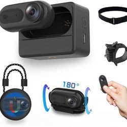 new Mini Body Camera 1080P, Wearable Body Cam with 180° Rotatable Clip and Magnetic Lanyard, 2500mAh Charging Case, IPX7 Waterproof Small Body Camera 