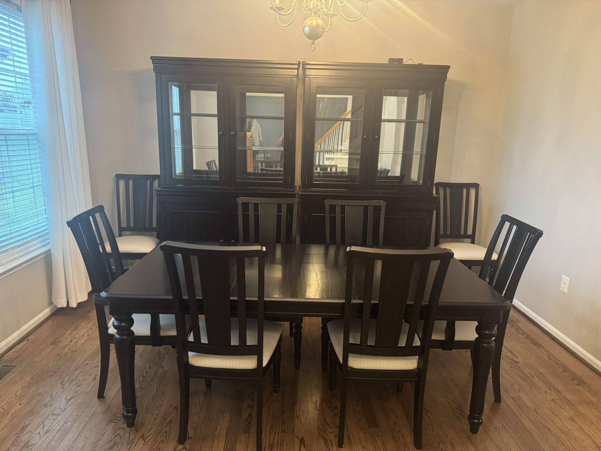 Dining Room Table, 8 Chairs And 2 China Hutches