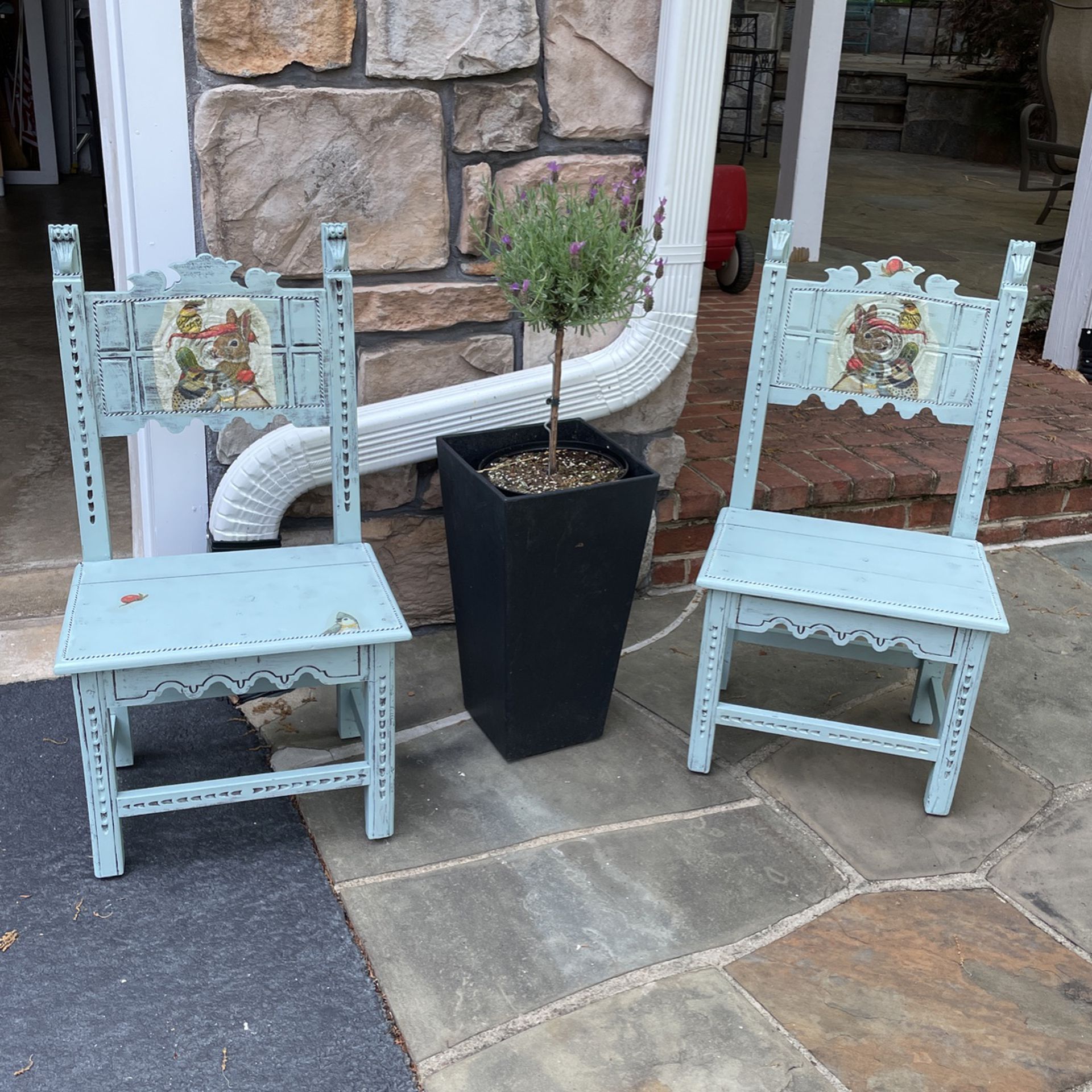 Two Antique Small Wooden Children’s Chairs