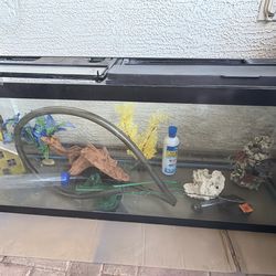 55 Gallon Aquarium with Hood + Decor