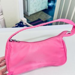 Hot Pink Small Shoulder Bag with Black Inside Lining