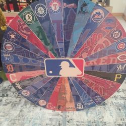 MLB Baseball Logos Round Wooden Board 24. Has every major league team of all 30 teams.