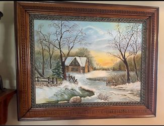 Winter scene oil painting by A. Matzko