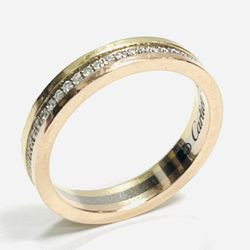 Cartier 3-Tone Gold Diamond Vendome Louis Cartier Band Size 5.75