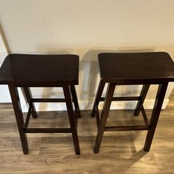 Wood Tall Bar Stools (2)