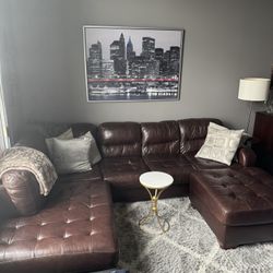 Brown Leather Couch Comfortable And Large!