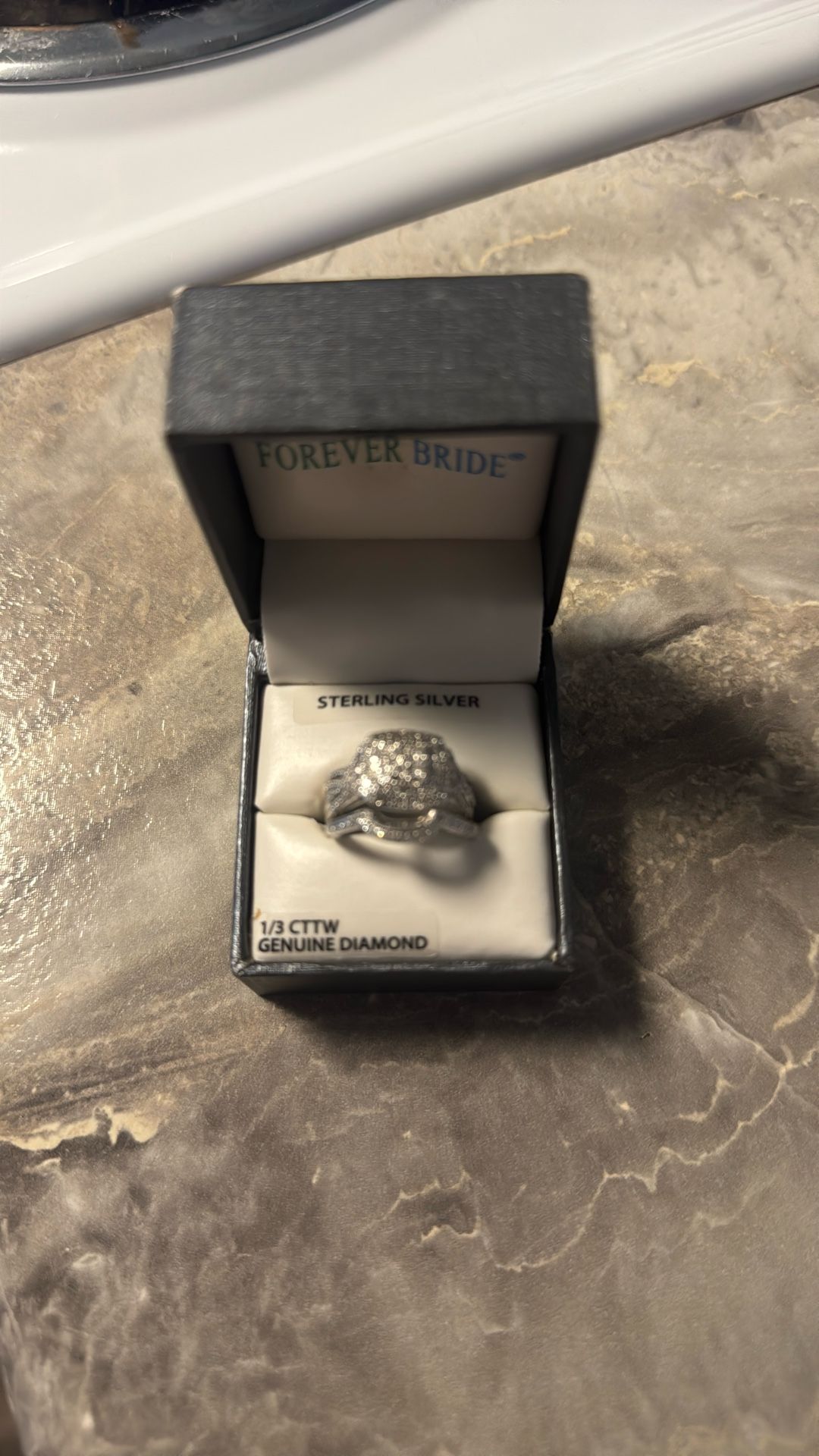Forever Bride Sterling Silver 1/3 CTTW Diamond Cushion Bridal Ring Set, Women, Adults size 7