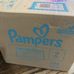 Pampers Swaddlers Size 2 Brand New Box 186 Pieces 