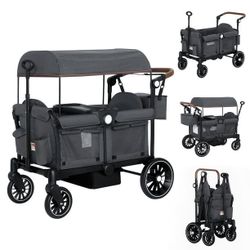 3-in-1 Wagon Stroller for 2 Toddlers, Collapsible Baby Wagon with Adjustable Handle, Grey $99 brand new  Warehouse Clearance Sale   🔥First Come, Firs