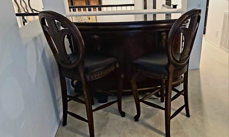Mahogany & Marble bar and stools