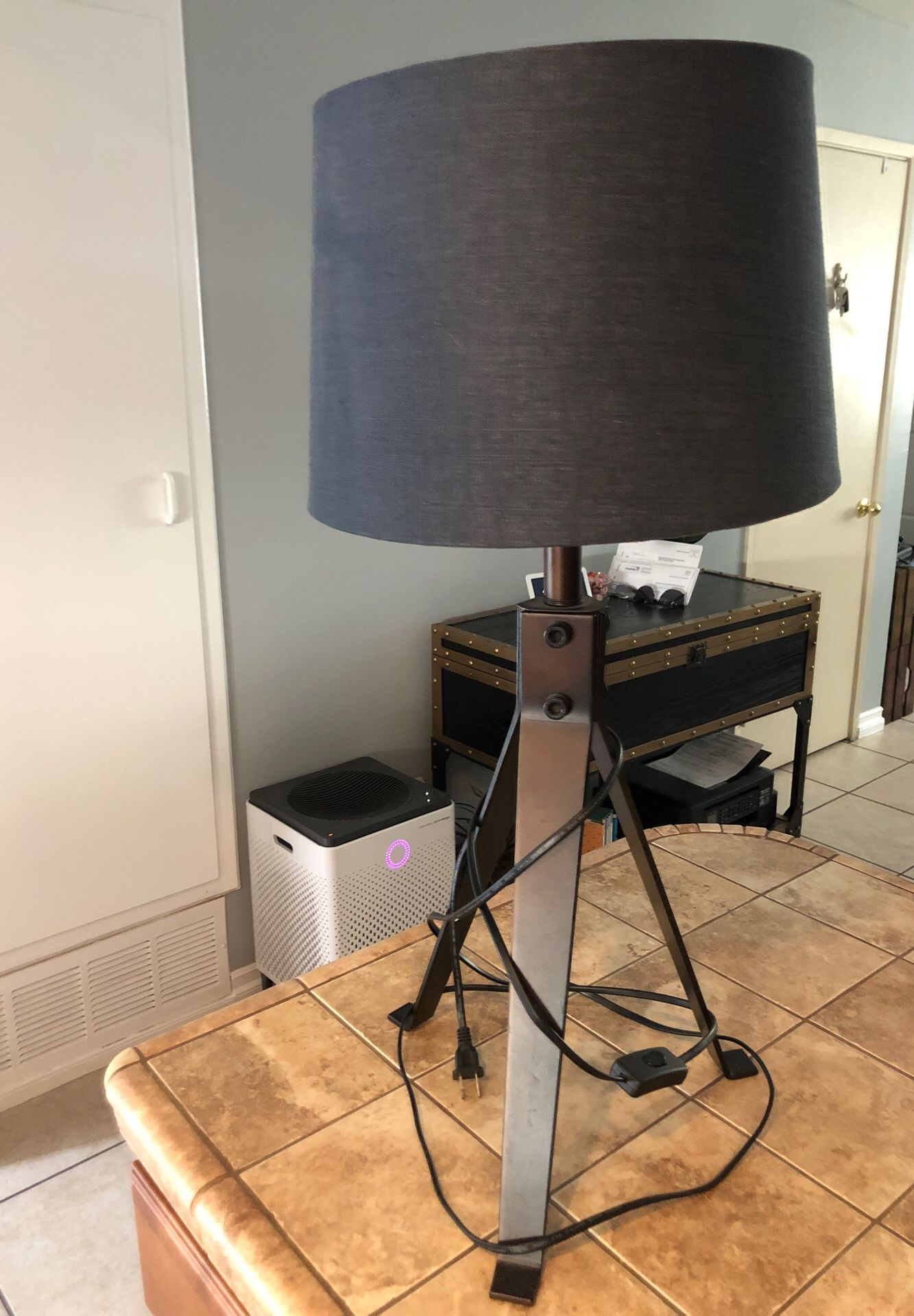 Lamp, with dark blue shade