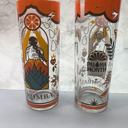 Set of (2) Beautiful Paloma Month,  Tromba Mezcal  cocktail bar Glasses. 
