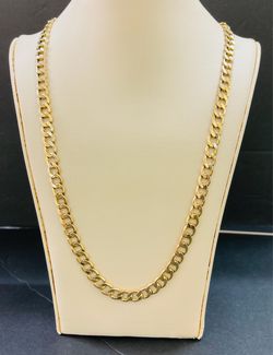 10K Yellow Gold Open Curb/Cuban Link 24", 7.3mm
