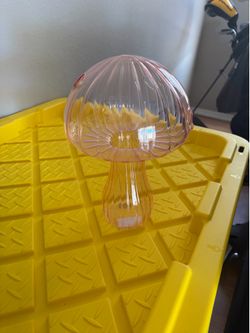 Pink mushroom glass decor/ vase