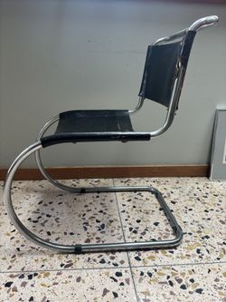 1960s Cantilever Chair Chrome Black Leather