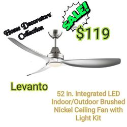 Home Decorators Collection
Levanto 52 in. Integrated LED Indoor/Outdoor Brushed Nickel Ceiling Fan with Light Kit