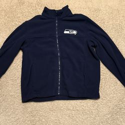 NFL Seattle Seahawks Full-Zip Fleece Jacket Navy Blue Embroidered Team Logo