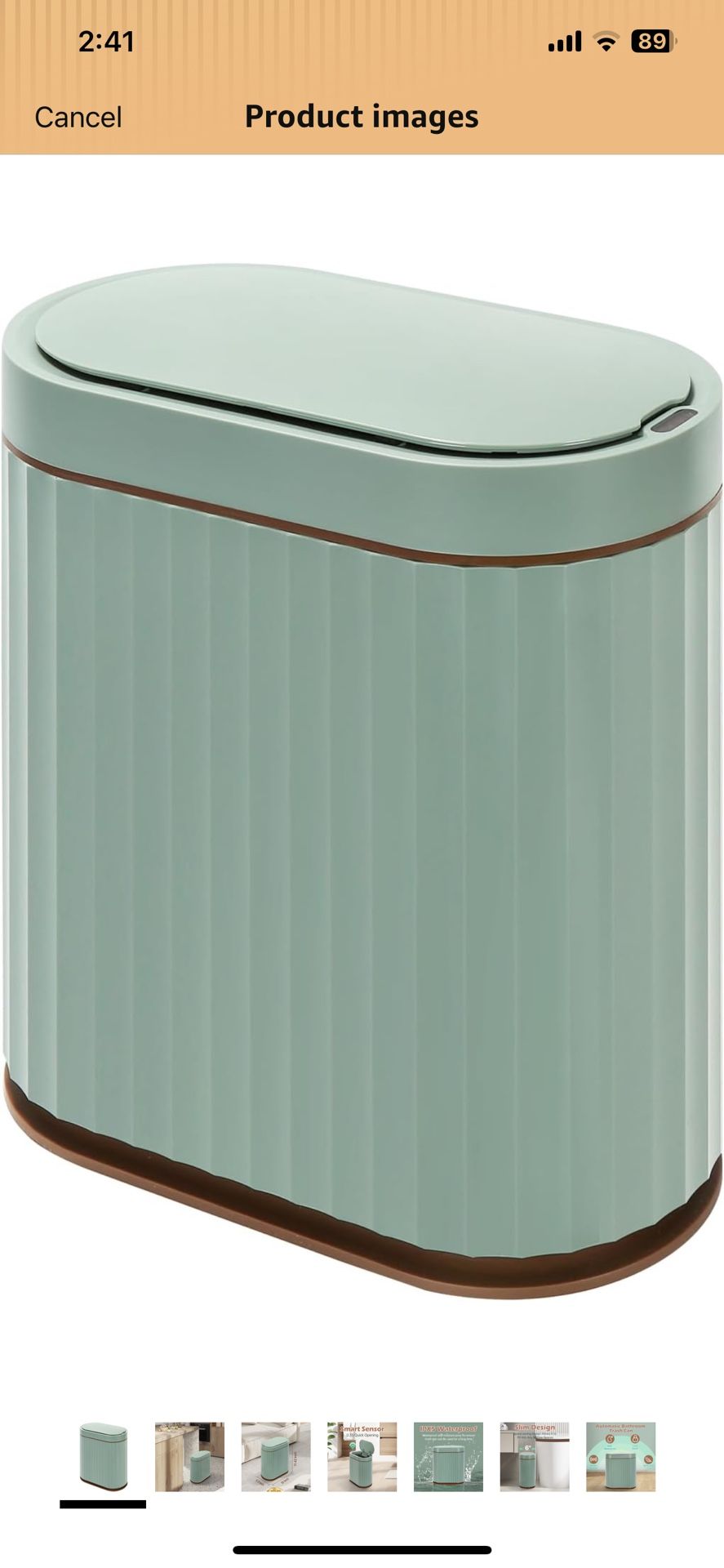 ELPHECO Bathroom Trash Can with Automatic Lid 2 Gallon Sensor Trash Bin, Smart Garbage Can IPX5 Waterproof Trash Bin, Small Slim Trash Can, Motion Sen