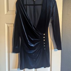 Blue Velvet Mini Dress