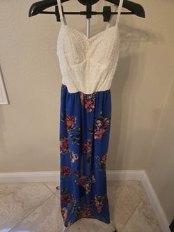 Blue Floral Maxi Dress.  M