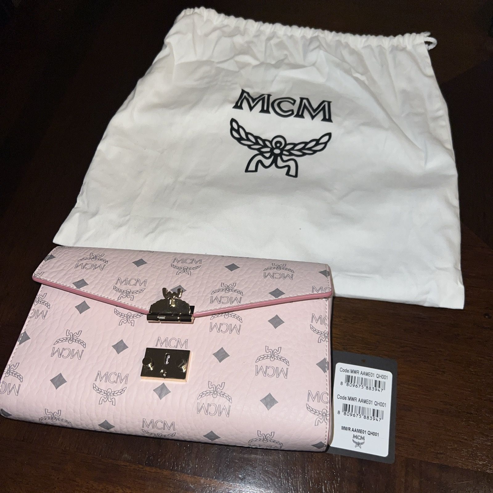 MCM Visetos Powder Pink Millie Crossbody Bag Leather Strap