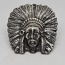 Sterling silver Indian head ring Size 9 22g