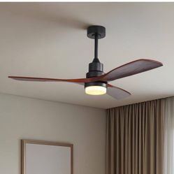 52 in. Integrated LED Indoor Downrod Mount Walnut Standard Ceiling Fan with Light and Remote 6-Speed Reversible