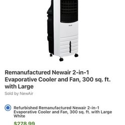 NewAir 1000W Portable Evaporative Air Cooler