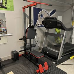 Home Gym Lat Pull Down W/ Ab Crunch, Leg Hold-down, And Row