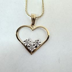 14K Gold & Diamonds Heart Pendant