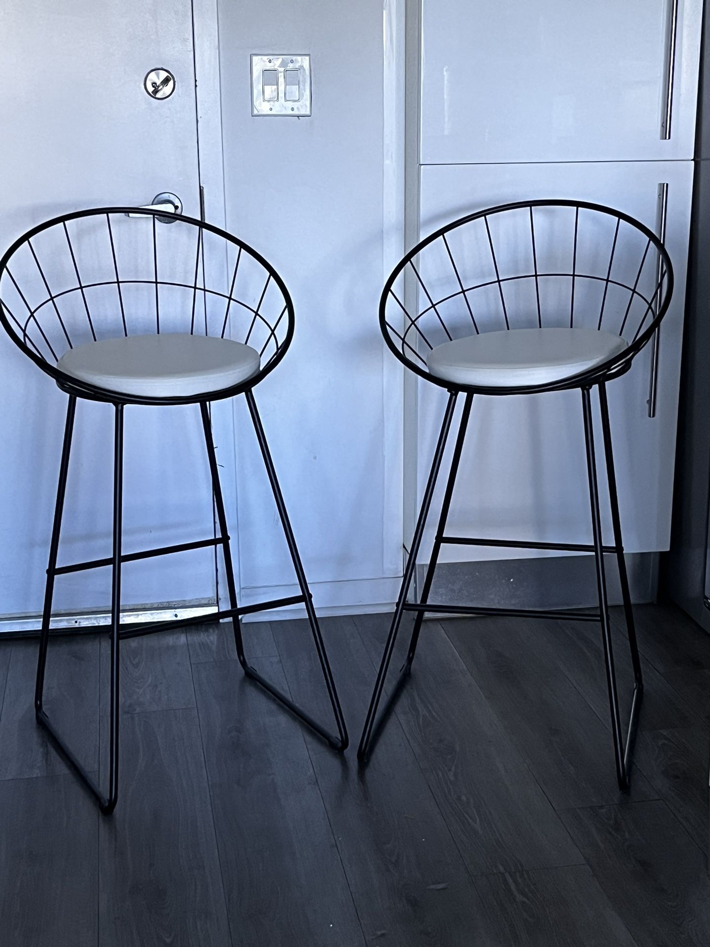 2 Bar Stools - Alize 29.5” Black frame with White seat $50