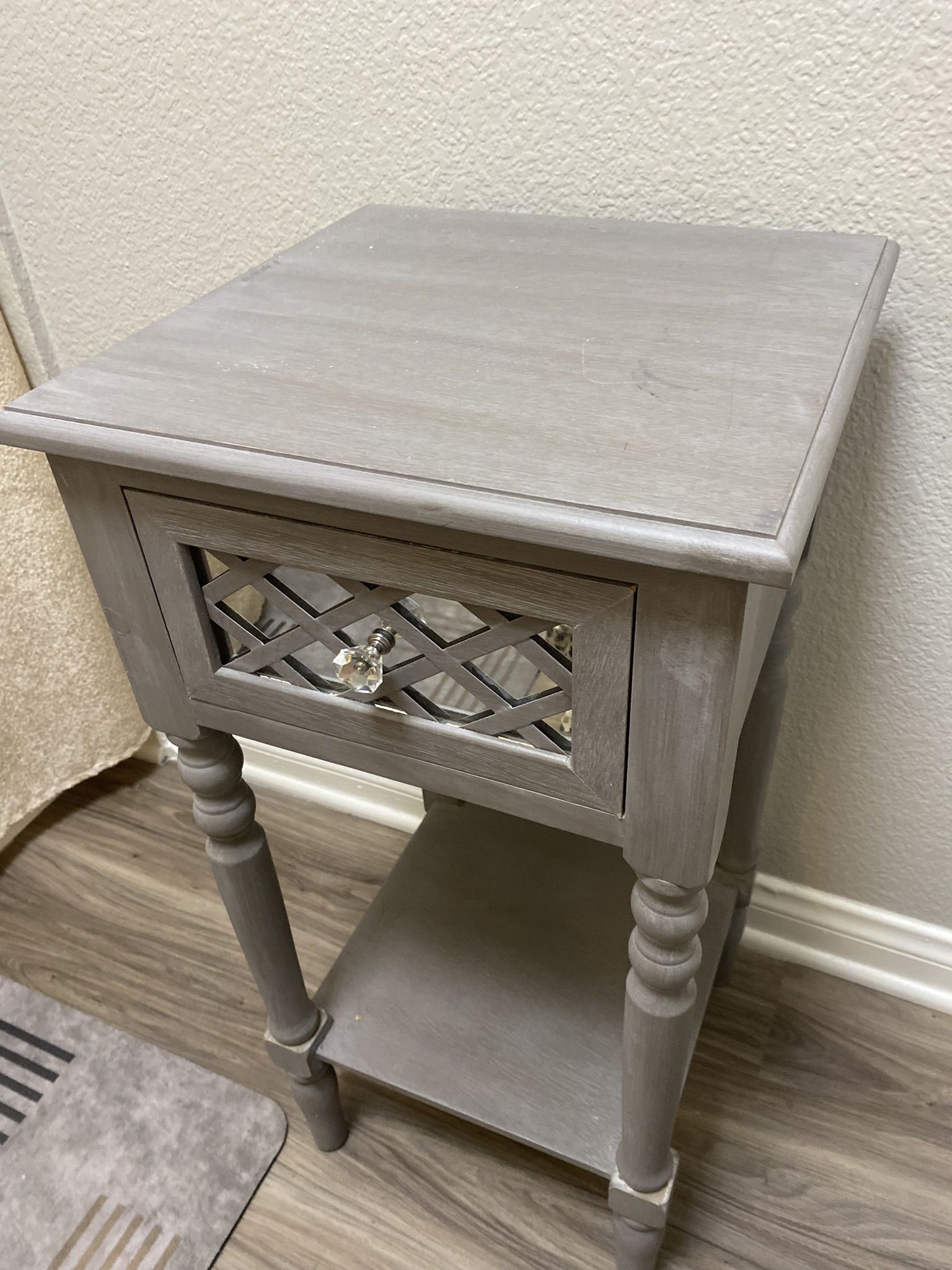 Grey Farmhouse Style Nightstand/shelving Unit