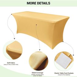 Obstal 6ft Stretch Spandex Table Cover for Standard Folding Tables - Universal Rectangular Fitted Tablecloth Protector for Wedding, Banquet and Party,