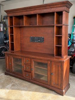 Large Wood Entertainment Center with Hutch