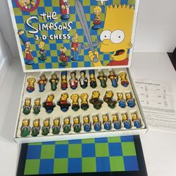 The Simpsons 3-D Chess Set Complete Vintage 1991 Board Game Classic Homer Bart