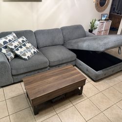 Left Arm Sectional With Storage Chaise