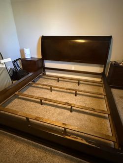 California king solid wood bed frame