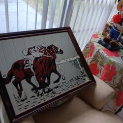 Vintage Horse Racing Mirror 27x21