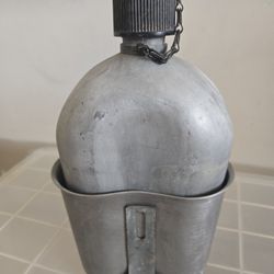 Vintage Metal Canteen and Holder 