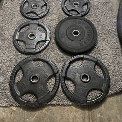 Olympic Weight Plates 2-45-2-35-2-25 Rubber Still Good Condition 