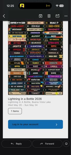 3 day Lightning in a bottle Wristband