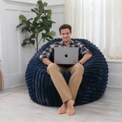 3 Large Luxury Bean Bag Chair – Dark Blue with Removable Coverggg