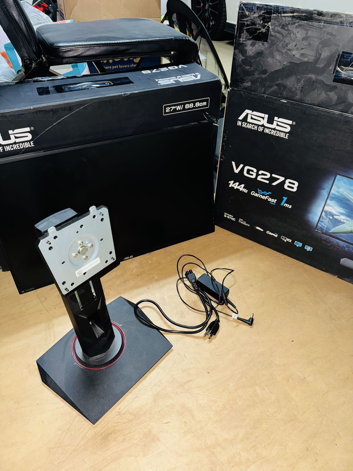 Pair (2x) ASUS VG278Q 27” 1080P Full HD 144Hz 1ms Eye Care G-Sync Compatible Adaptive Sync Gaming Monitor with DP HDMI DVI, Black