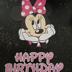 Pink Minnie Mouse Birthday Cake Topper