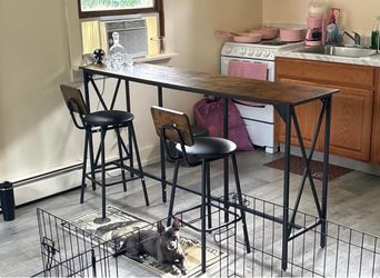 Industrial Bar Table with 2 Stools